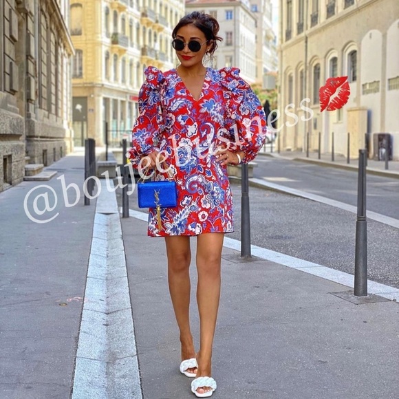 ZARA Ruffled Print Dress - Picture 1 of 11